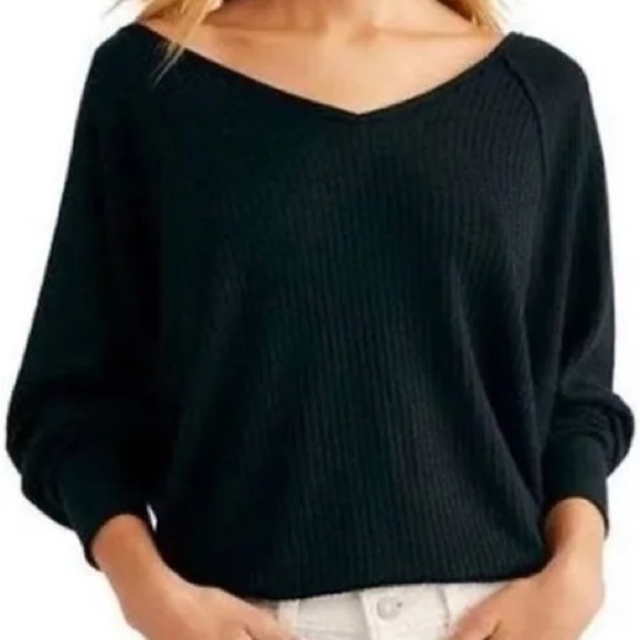 Free People Santa Clara Thermal Shirt Black NWT - Picture 3 of 6
